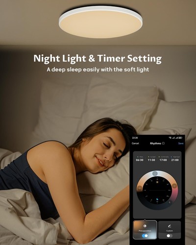 Smart Ceiling Light 24W 12" Flush Mount - Alexa & Google Home Compatible RGB LED - Picture 5 of 7