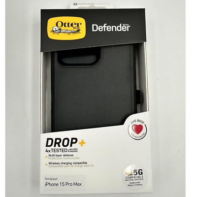 New OtterBox Defender Case With Holster for iPhone 15 Pro Max Black Case