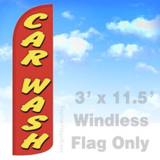 CAR WASH - Windless Swooper Feather Flag 3x11.5 Sign - rq43