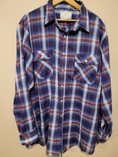 Vintage 1960s 70s Shadow Plaid Button Down Shirt Sears