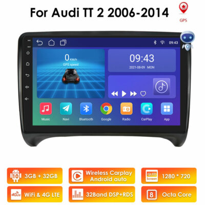 BOSE+4K Carplay Android 10 GPS Nav Autoradio BT Für Audi TT MK2 8J quattro 8Kore