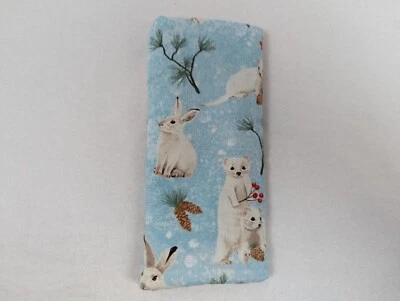 HAND MADE Blue Artic Weasel Fox Owl Lined Padded Handmade Eyeglass Case (Supports Charity)