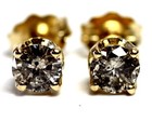 New 14k yellow gold .59ct I2 H round diamond stud earrings .91g butterfly backs — photo 2