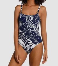 La Blanca Playa Mio 1 pc. Swimsuit Blue White Size 8 Tummy Control 120 Auth NWT