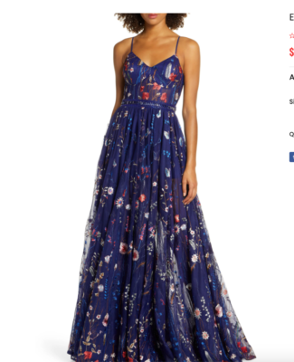 navy blue dress for baby girl Slim Strap Sheer Bustier Embroidered Dress by Ieena for Mac Duggal main image 1