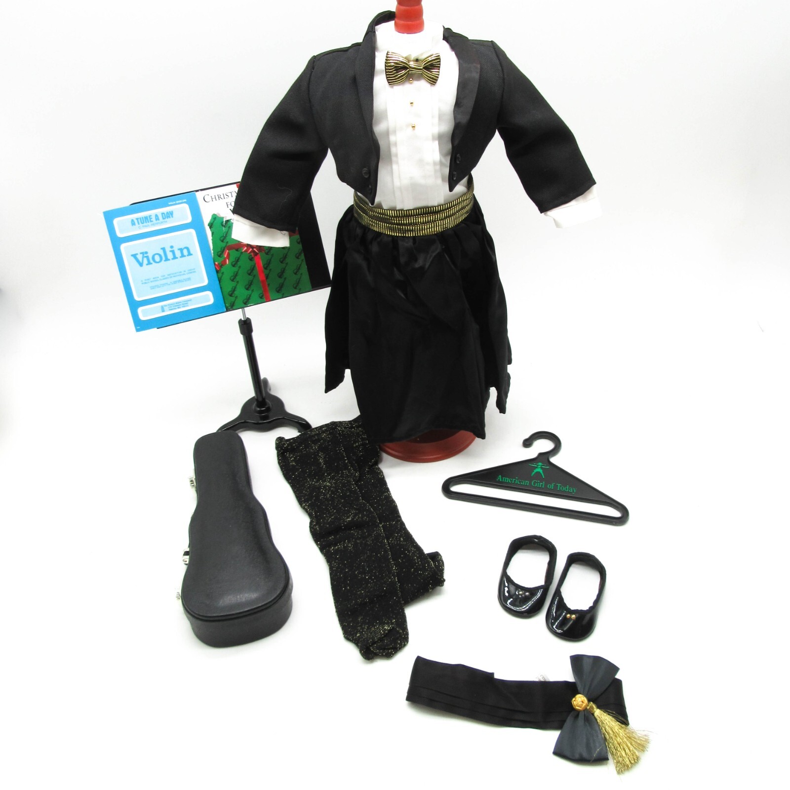 American Girl Tuxedo Recital Outfit with Violin Case Bow Rosin Music