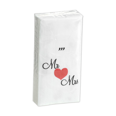 Taschentücher 'Mr & Mrs' 10 Stück Hochzeit Freudentränen
