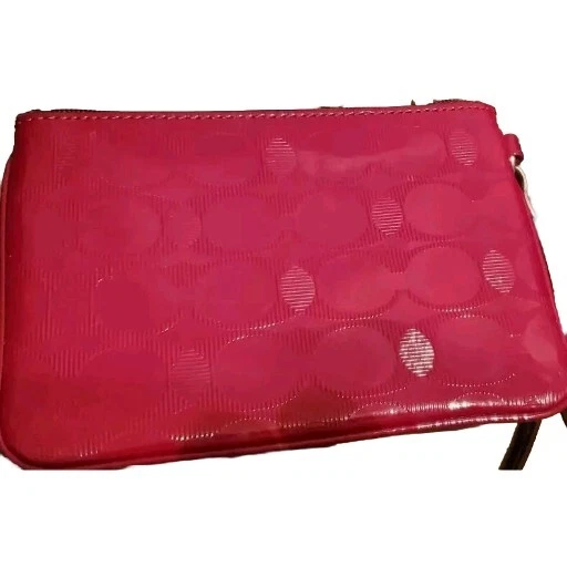 Coach F52282 Braccialetto firmato inciso in pelle verniciata metallizzato rosa shopping