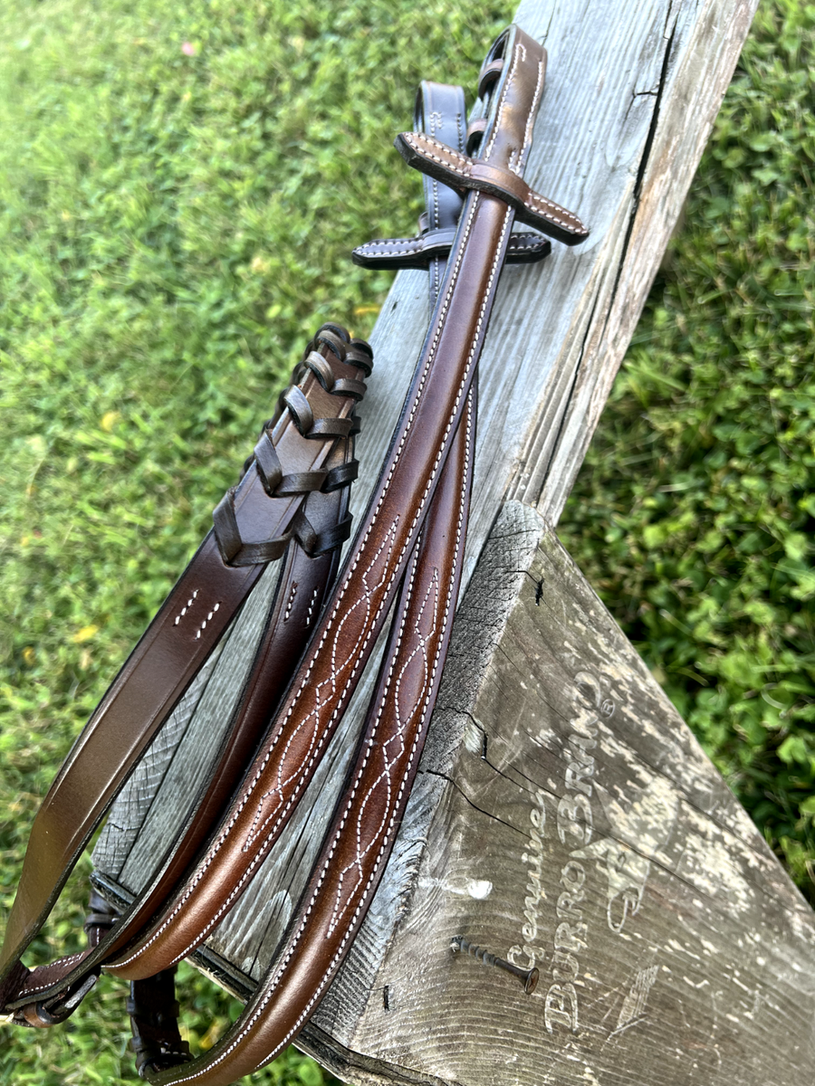 Rênes Hunter cuir Grip avec 7 arrêtoirs - New English - Dyon