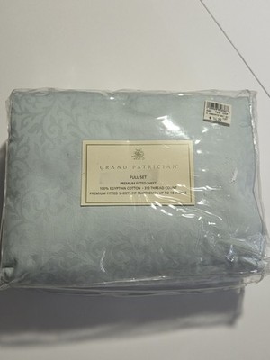 Grand patrician Egyptian Cotton Full Set Set 310 Thread Ct Blue USA Vintage