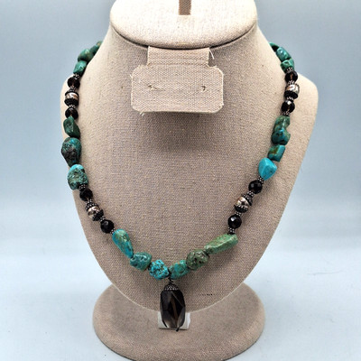 Barse Sterling Silver Turquoise Glass Bead Southwest Style Necklace 19'' NWT