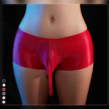Mens Ultra-thin Oil Shiny Glossy Boxer Shorts Underwear Bulge Pouch Boxer Briefs