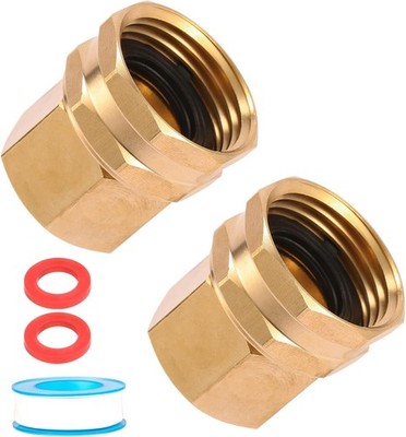 2 Pack Brass Garden Hose Threaded 1/2'' NPT to 3/4'' GHT Fitting Connect,Dual Swiv