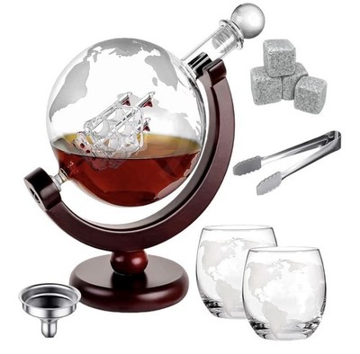 Whiskey Globe Decanter with 2 Glasses Set ( 1000ml)