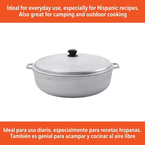 Durable Cast Aluminum Caldero Large Cooking Pot W/ Tight Fitting Lid & Handles - Picture 7 of 34