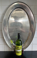 BARDZO DUŻY TALERZ / SALVER ZE STALI NIERDZEWNEJ 60 cm x 41 cm.