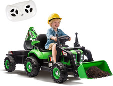 24V Ride on Excavator with 4-In-1 Construction Attachments Excavator, Dump Truc