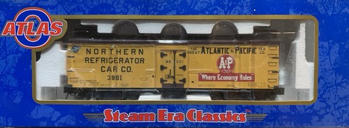 ATLAS O 3-RAIL ATLANTIC & PACIFIC 40’ COCHE FRIGORÍFICO LADO MADERA #6718-2 ESCALA O A&P | Condition: New