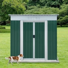 Outdoor Storage Shed, 6x4 FT Metal Garden Shed with Lockable Sliding Door & V...