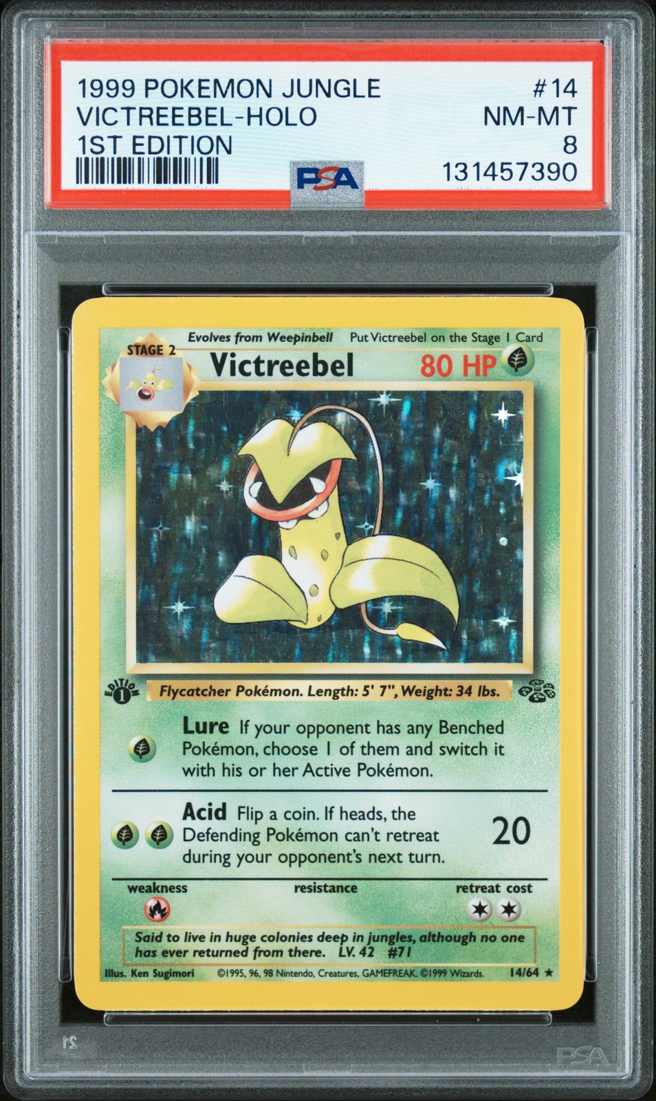 1999 POKEMON JUNGLE 1ST ED #14 VICTREEBEL-HOLO PSA 8