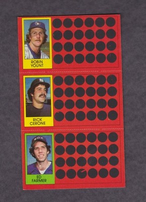 1981 Topps Baseball Scratch Off Panel Yount Cerone Farmer NM Unscratched
