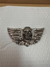 Vintage Washed Up Hollywood Skull with Wings Belt Buckle As Is