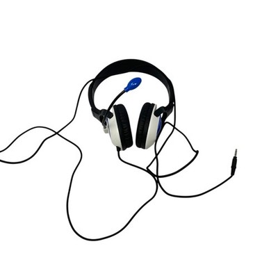 AVID AE-36 Wired Classroom Headset 3.5mm TRRS Plug Blue White Noise Canceling