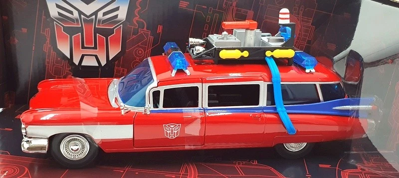 Jada Escala 1/24 Diecast 35466 - Transformers Ghostbusters Ecto-1 - Rojo Foto 3 de 4