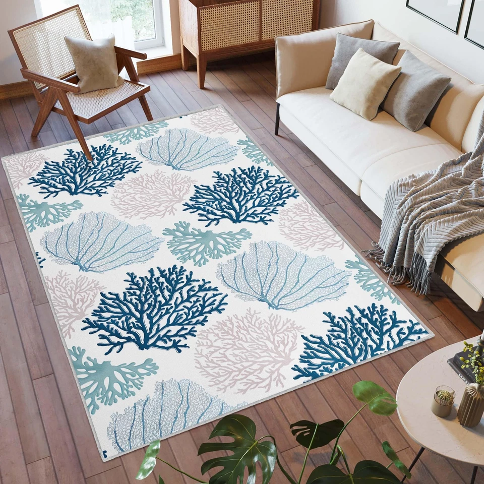 Alfombra costera alfombras de playa antideslizantes náuticas coral alfombras lavables a máquina mod... Foto 3 de 4