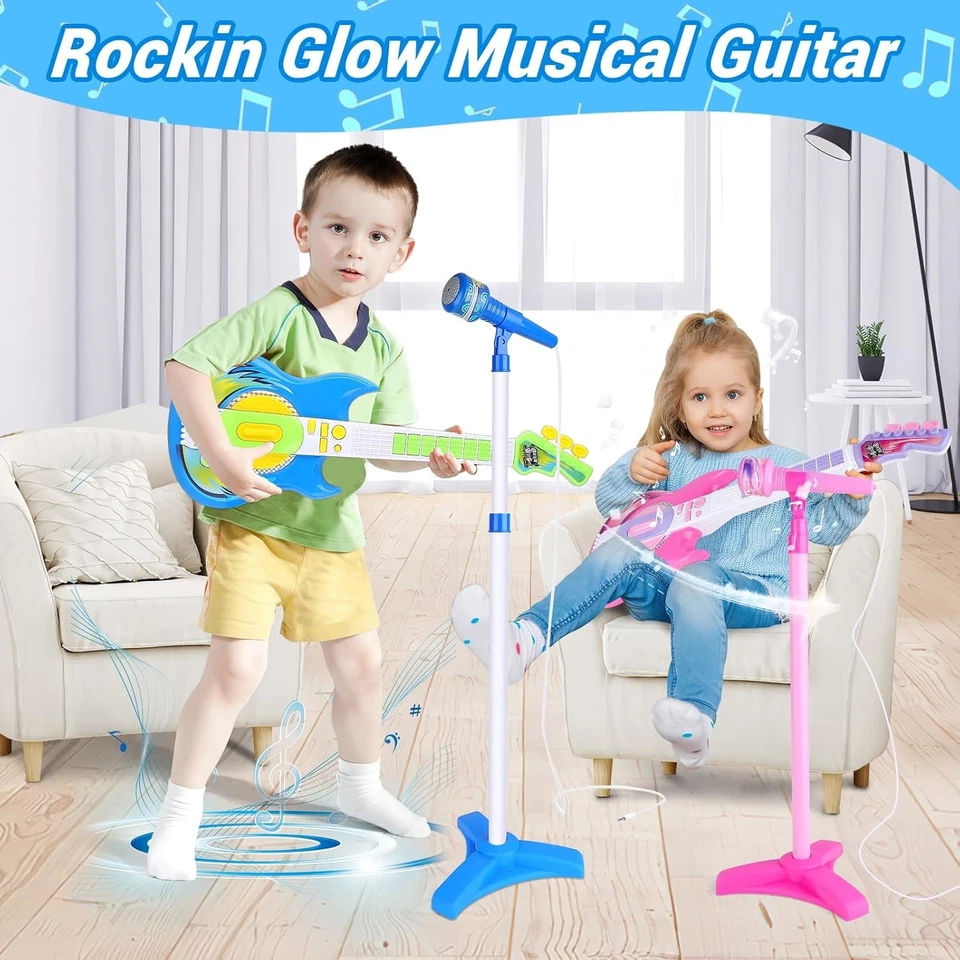 Guitarra flash para niños de 23 pulgadas instrumento musical para niños pequeños con micrófono Foto 4 de 4
