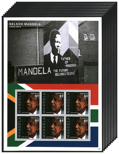 Wholesale Lot 10X TUVALU 2013 Stamps Sheet Nelson Mandela In Memoriam #W30004