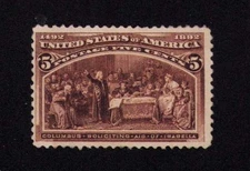 234 5¢ Columbus and Queen Isabela Partial Gum, MH Stamp 1893