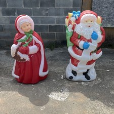 Vintage Mr & Mrs Clause Light Up Blow Mold Ch...