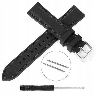 20mm Silikon Uhrenarmband Ersatz Schwarz Hypoallergen Unisex fr