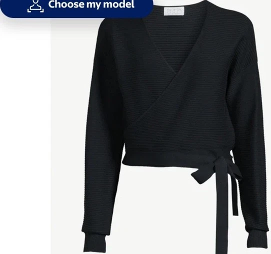 Sofia Vergara Black Wrap Sweater Faux Color: Black Anthracite Medium - Image 3 of 4