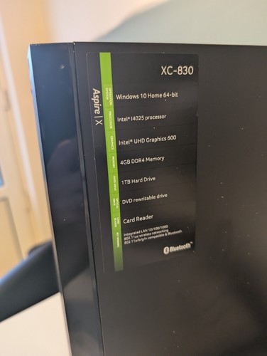 Acer Aspire XC-830 Desktop PC Intel Celeron J4025, 1TB HD, 4GB RAM, Win 10 Home - Photo 3/9