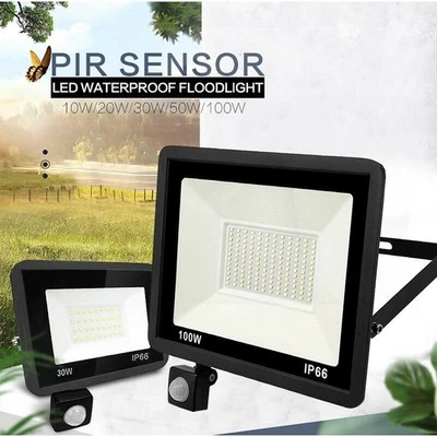 TANBURO Outdoor Garden Floodlight With Sensor LED PIR Motion Security Lights Waterproof