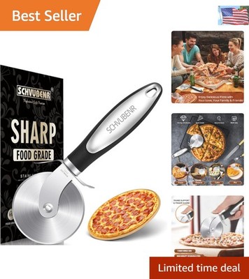 Multi-Purpose Pizza Slicer with Ergonomic Grip - Dishwasher Safe Black Design