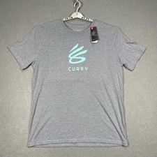 Image of Stephen Curry T-Shirt Mens 2XL XXL Gray Blue Graphic Under Armour Loose Fit Tee