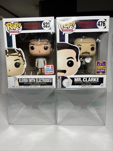 Funko Pop Stranger Things Mr. Clarke #476 Eleven #523 2017 Summer/Fall Exclusive