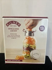 Kilner Spiralizer Jar 34 oz/1Liter Includes Safety Band, Blade, Airtight Lid NIB
