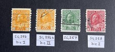 Canada 1922 coil stamps set of 4; SG256, 256b, 257, 258; good used; cat £37.