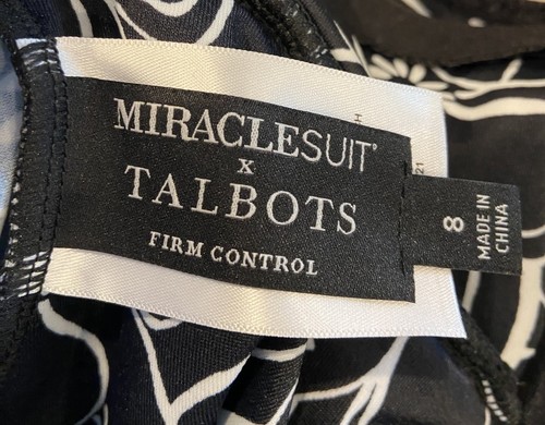 NWT Miraclesuit x Talbots Bathing Suit One Piece One Shoulder Black White 8 New - Picture 5 of 6