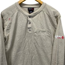 ARIAT WORKWEAR Mens Flame Resistant Henley Long Sleeve Shirt Tan M M Cat 2 2112