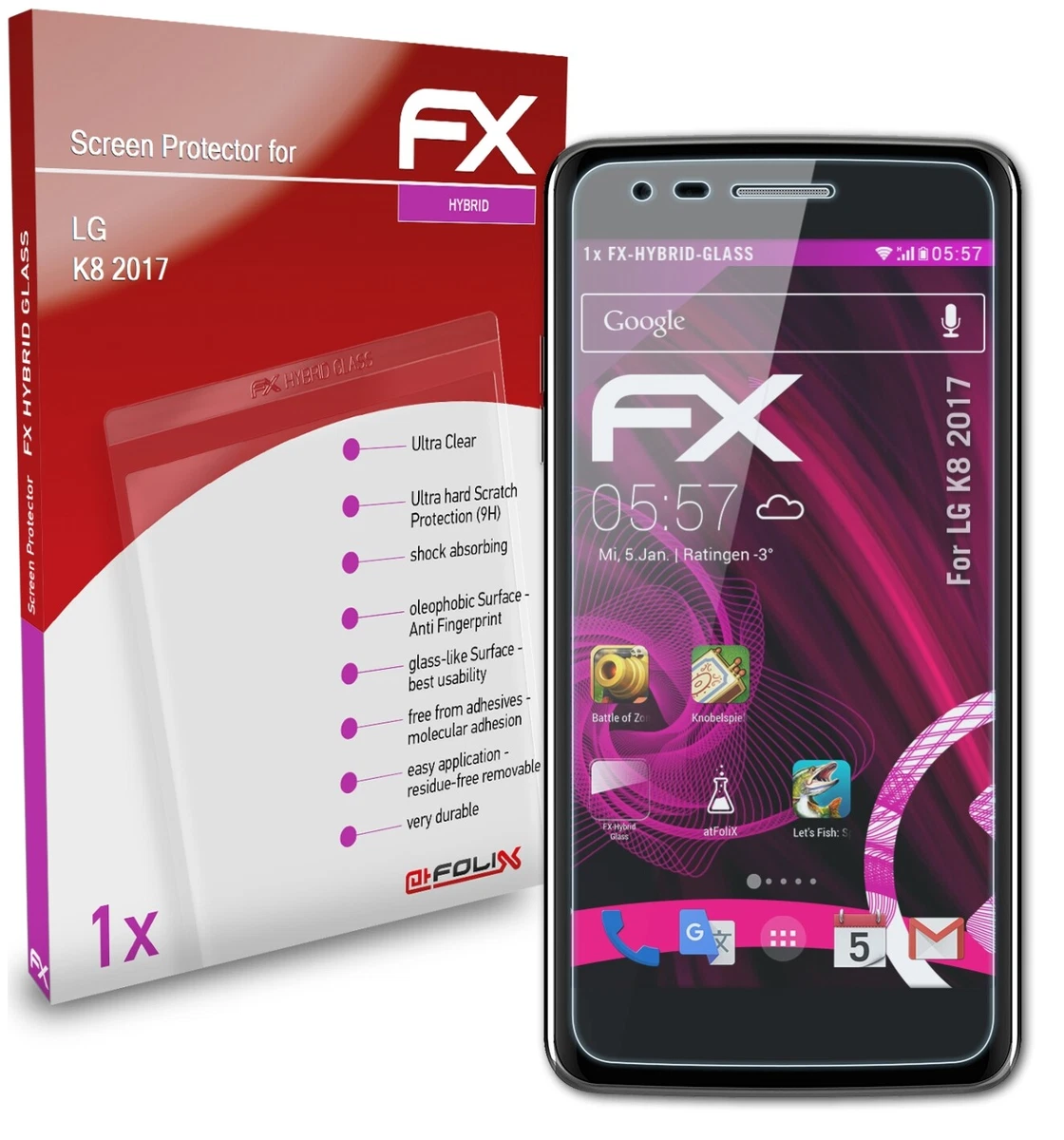 2 Pezzi] PROTEGGI SCHERMO PELLICOLA IN VETRO TEMPERATO PER LG K8 2017