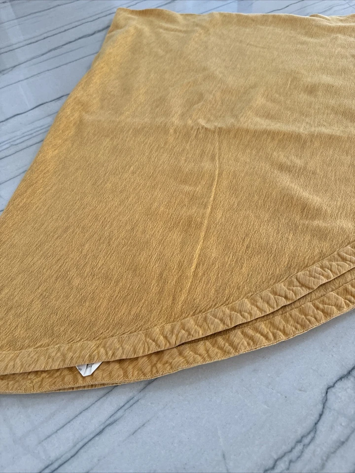 Crate & Barrel Linden Round Gold Yellow Fall Tablecloth Cotton Blend 70" 482-927 - Image 2 of 4