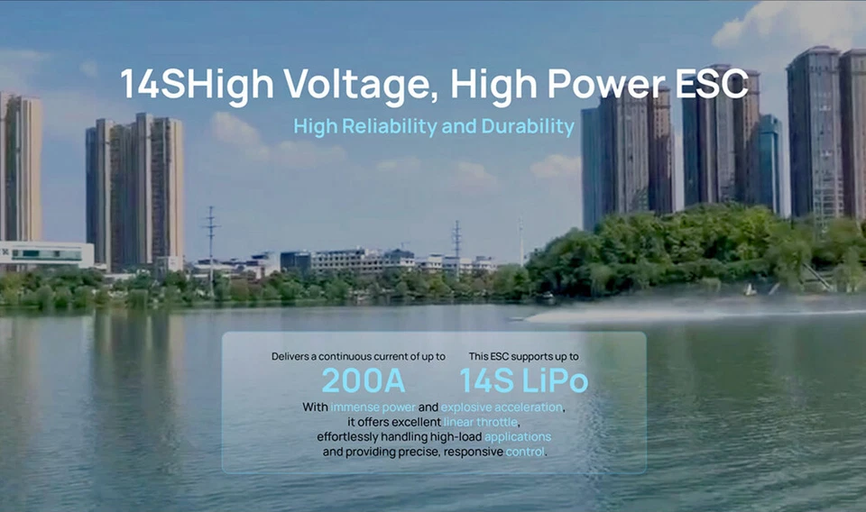 HOBBYWING Seaking HV V4 200A/300A ESC lP67 Bluetooth BEC For 140/180CM Boats DIY - Image 2 of 4