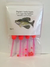 4pk 2-1/2" Red Slip Bobbers Cigar Floats, beads bobber stops Panfish Crappie