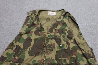 VINTAGE Sears Roebuck Vest Mens Medium Green Camo Talon Zipper Ted 