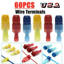 60PCS Insulated T-Taps Quick Splice Spade Terminals Kit Wire Crimp Connectors